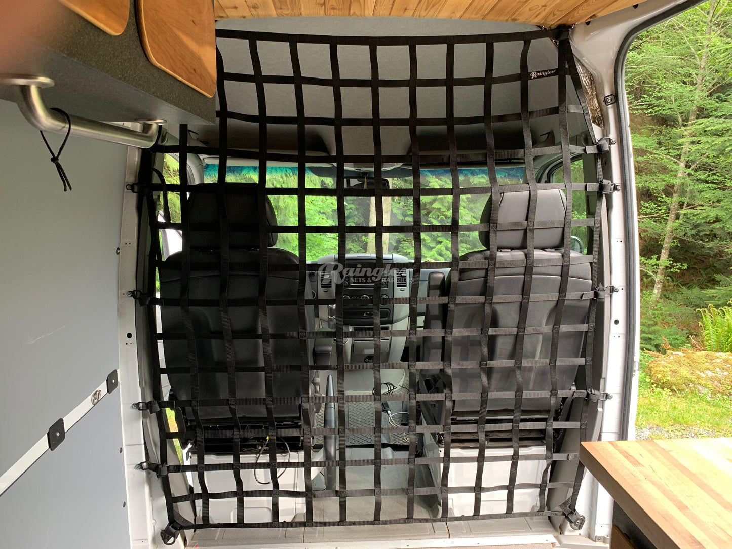 2006 - 2021 Freightliner Sprinter 2nd Gen Raised Roof Model Behind Front Seats Barrier Divider Net-Raingler