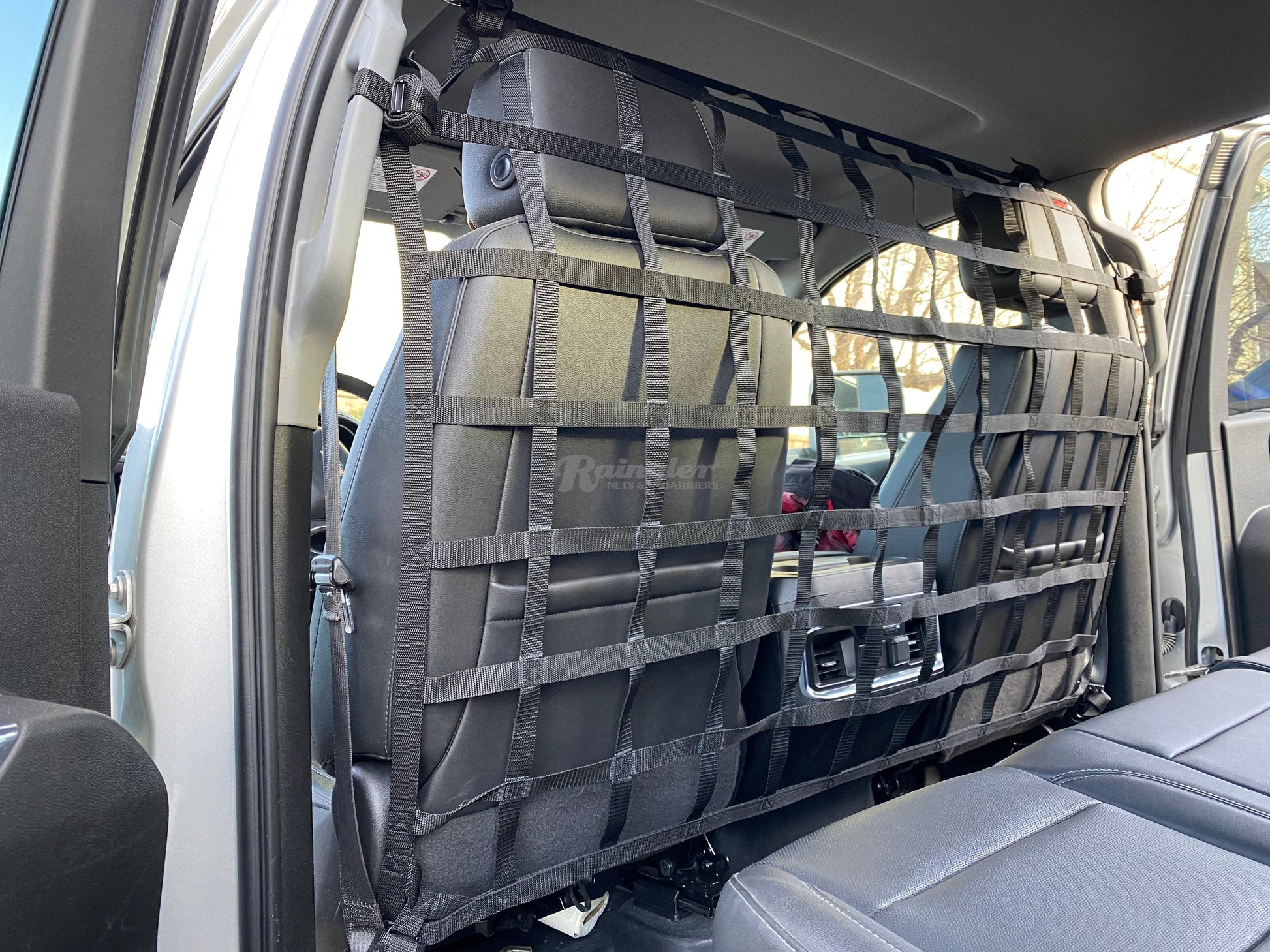 2014 - Newer Chevrolet Silverado 1500 Crew Cab / Double Cab Behind Front Seats Barrier Divider Net-Raingler