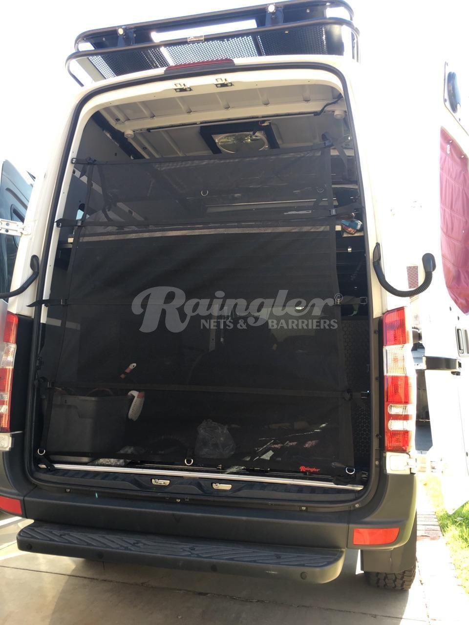 2006 - Newer Mercedes Benz Sprinter 2nd Gen Super High Raised Roof Model Rear Barrier Divider Net-Raingler