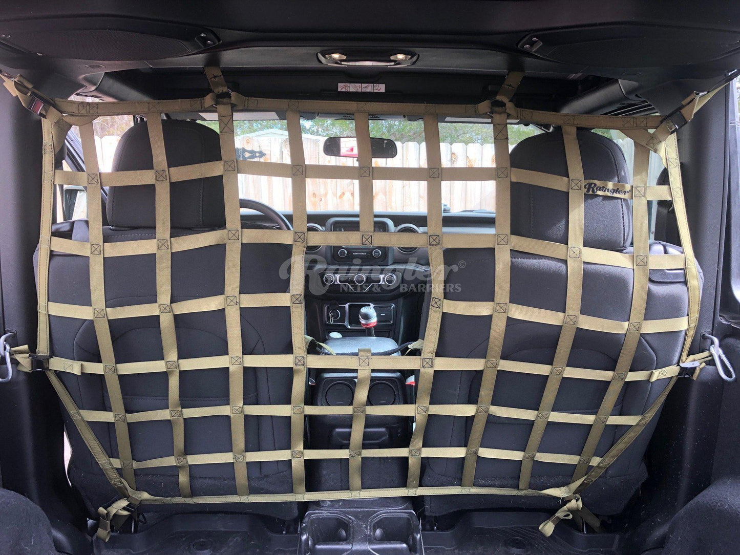 2018 - Newer Jeep Wrangler JL 2 Door Behind Front Seats Full Height Barrier Divider Net-Raingler