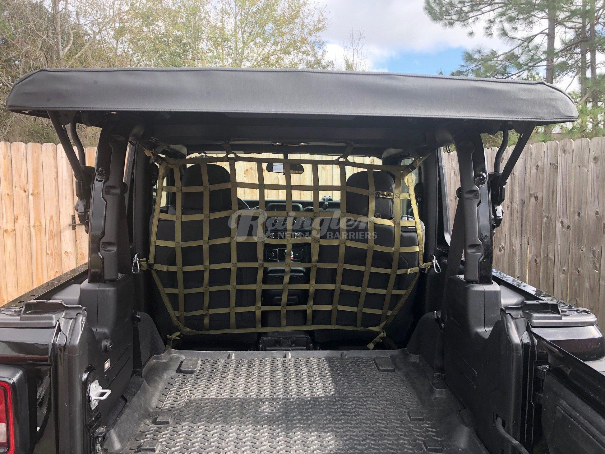 2018 - Newer Jeep Wrangler JL 2 Door Behind Front Seats Full Height Barrier Divider Net-Raingler