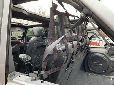 2018 - Newer Jeep Wrangler JLU 4 Door Behind 2nd Row Seat Rear Upper Barrier Divider Net-Raingler